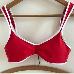AERIE SCOOP BIKINI PIPE TOP TREND LIFEGUARD RED S